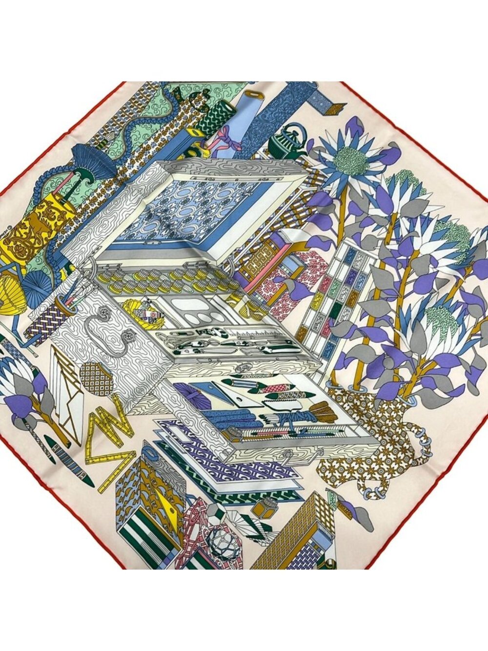 Hermes Scarf Petit Carre Gavroche Light Pink Blue Gray Multi les Tresors D'un